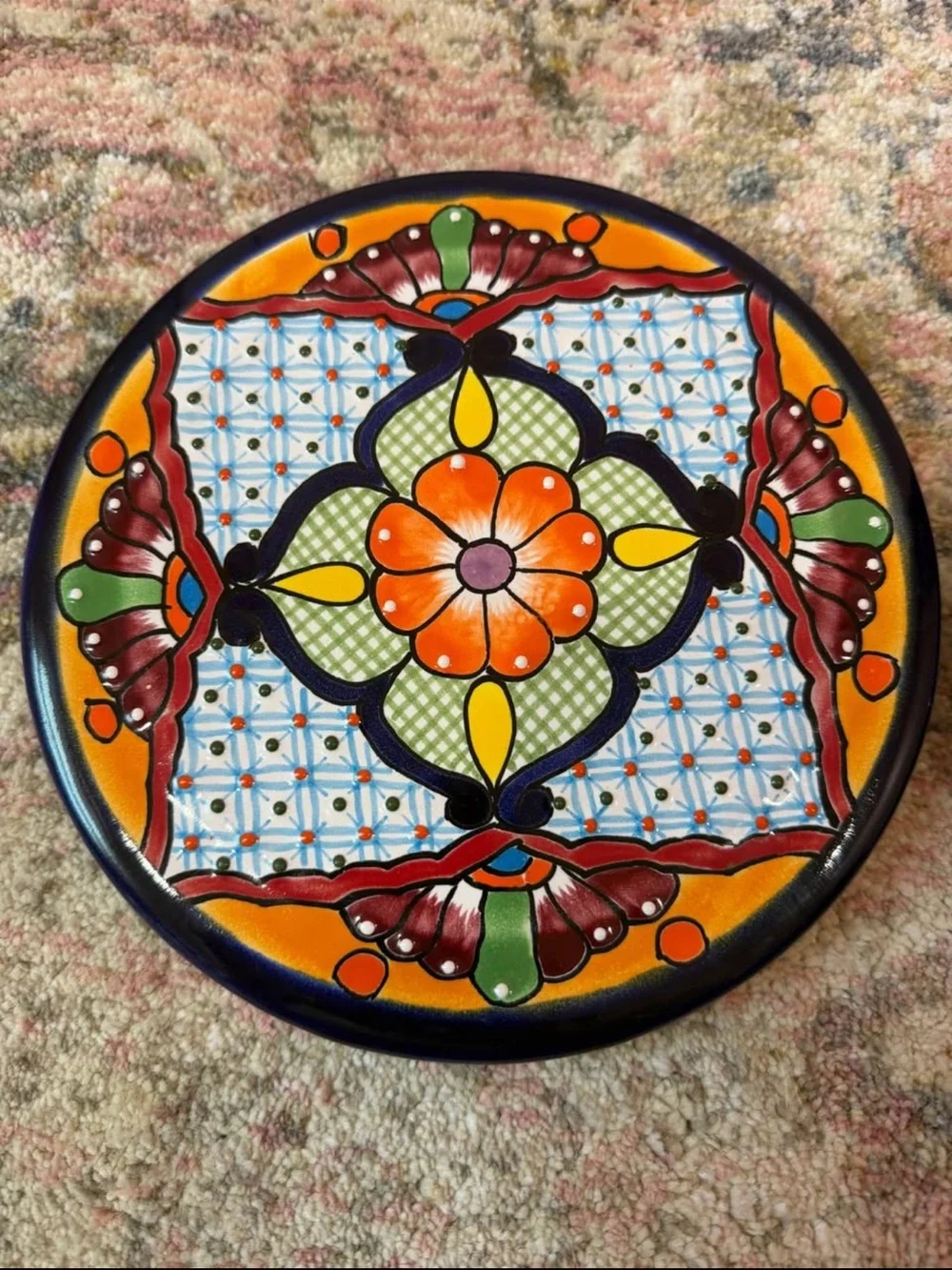 Hand-Painted Floral Ceramic Trivets - Multicolor
